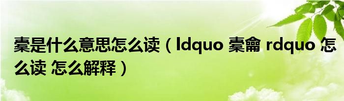 橐是什么意思怎么读（ldquo 橐龠 rdquo 怎么读 怎么解释）