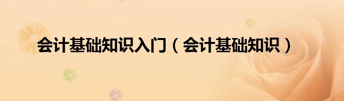 会计基础知识入门（会计基础知识）
