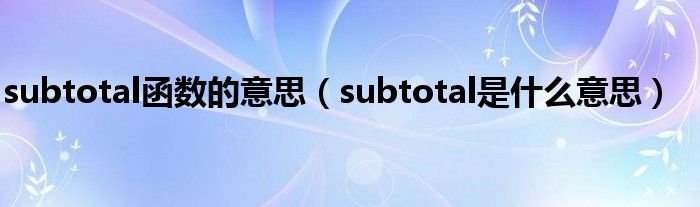 subtotal函数的意思（subtotal是什么意思）