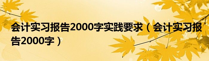 会计实习报告2000字实践要求（会计实习报告2000字）