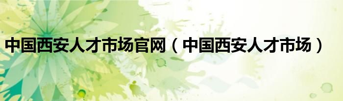 中国西安人才市场官网（中国西安人才市场）