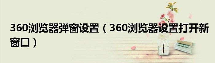 360浏览器弹窗设置（360浏览器设置打开新窗口）