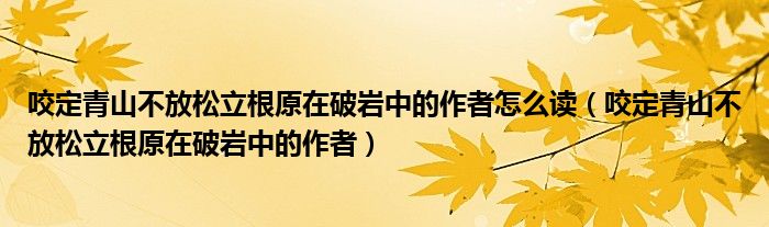 咬定青山不放松立根原在破岩中的作者怎么读（咬定青山不放松立根原在破岩中的作者）