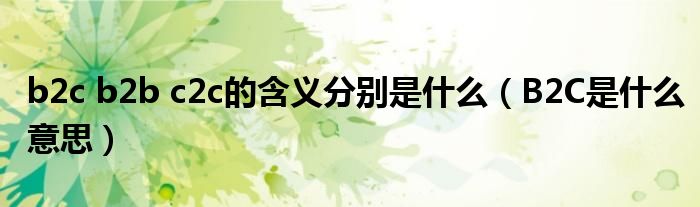 b2c b2b c2c的含义分别是什么（B2C是什么意思）
