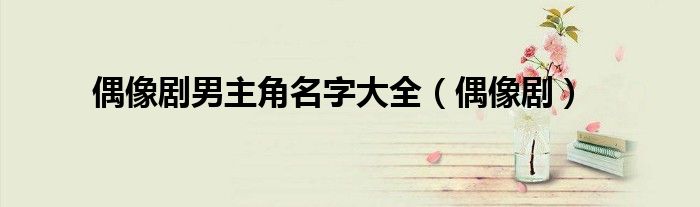 偶像剧男主角名字大全（偶像剧）