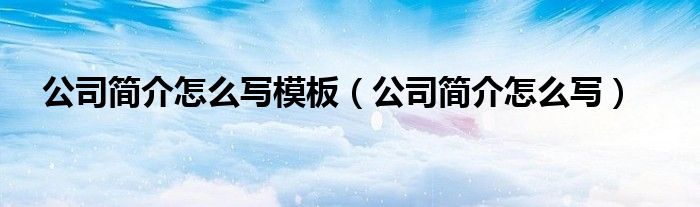 公司简介怎么写模板（公司简介怎么写）