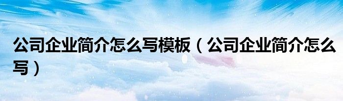 公司企业简介怎么写模板（公司企业简介怎么写）