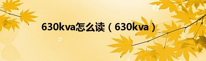 630kva怎么读（630kva）