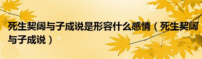 死生契阔与子成说是形容什么感情（死生契阔与子成说）