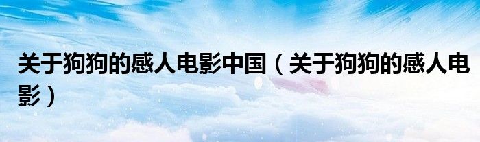 关于狗狗的感人电影中国（关于狗狗的感人电影）