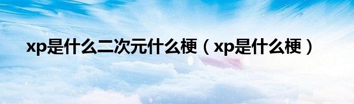 xp是什么二次元什么梗（xp是什么梗）