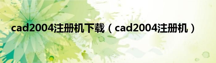 cad2004注册机下载（cad2004注册机）