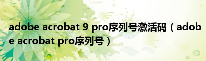 adobe acrobat 9 pro序列号激活码（adobe acrobat pro序列号）