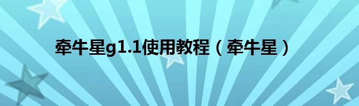 牵牛星g1.1使用教程（牵牛星）