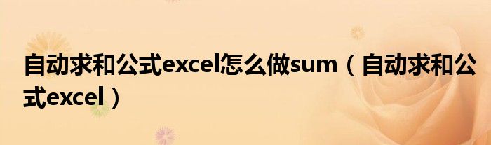 自动求和公式excel怎么做sum（自动求和公式excel）