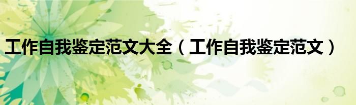 工作自我鉴定范文大全（工作自我鉴定范文）