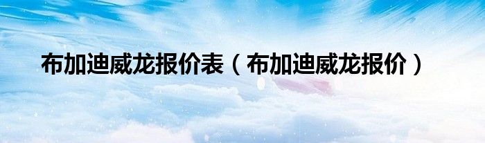 布加迪威龙报价表（布加迪威龙报价）