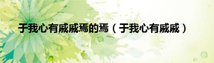 于我心有戚戚焉的焉（于我心有戚戚）
