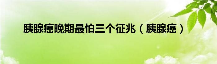 胰腺癌晚期最怕三个征兆（胰腺癌）