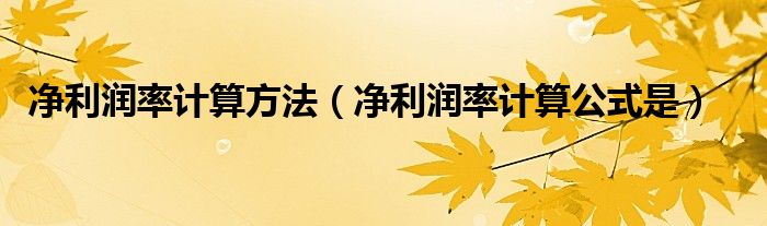 净利润率计算方法（净利润率计算公式是）