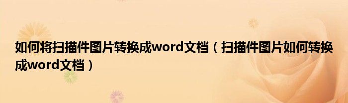如何将扫描件图片转换成word文档（扫描件图片如何转换成word文档）