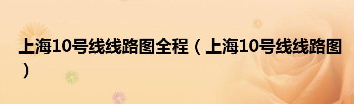上海10号线线路图全程（上海10号线线路图）