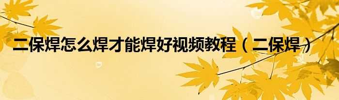 二保焊怎么焊才能焊好视频教程（二保焊）
