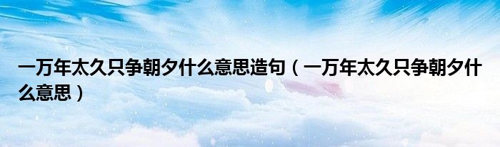 一万年太久只争朝夕什么意思造句（一万年太久只争朝夕什么意思）
