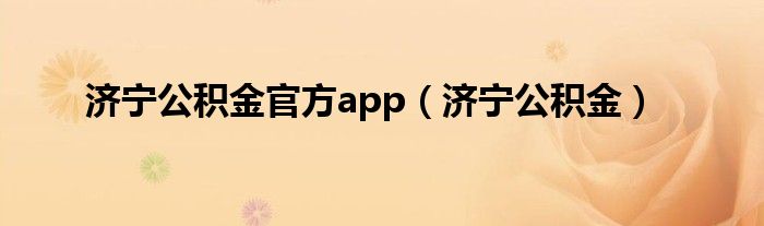济宁公积金官方app（济宁公积金）