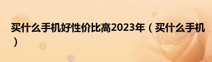 买什么手机好性价比高2023年（买什么手机）
