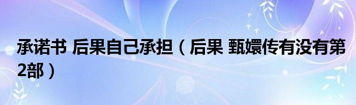 承诺书 后果自己承担（后果 甄嬛传有没有第2部）