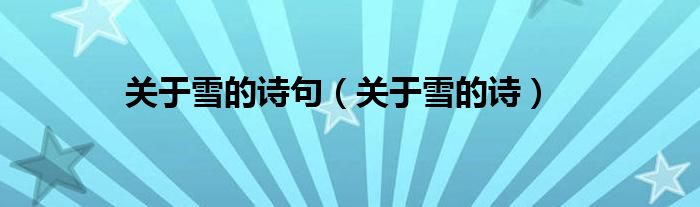 关于雪的诗句（关于雪的诗）