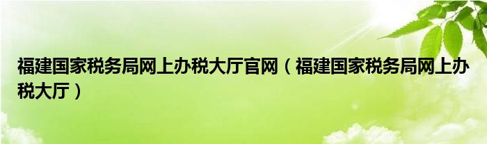 福建国家税务局网上办税大厅官网（福建国家税务局网上办税大厅）