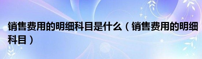 销售费用的明细科目是什么（销售费用的明细科目）