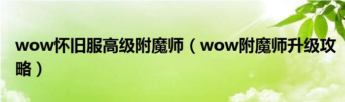wow怀旧服高级附魔师（wow附魔师升级攻略）