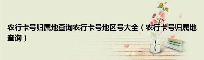 农行卡号归属地查询农行卡号地区号大全（农行卡号归属地查询）
