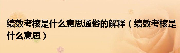 绩效考核是什么意思通俗的解释（绩效考核是什么意思）