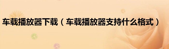 车载播放器下载（车载播放器支持什么格式）