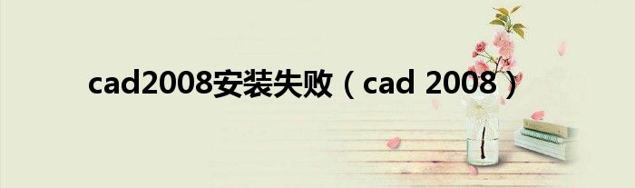 cad2008安装失败（cad 2008）