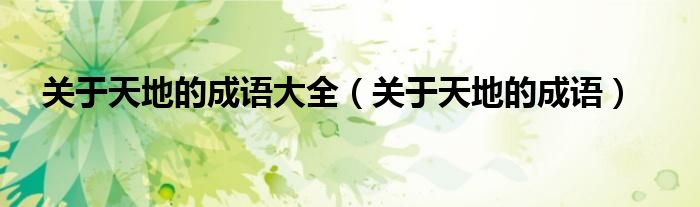 关于天地的成语大全（关于天地的成语）