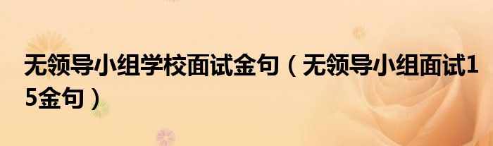 无领导小组学校面试金句（无领导小组面试15金句）