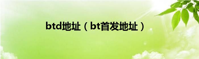 btd地址（bt首发地址）