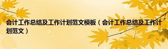 会计工作总结及工作计划范文模板（会计工作总结及工作计划范文）