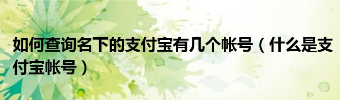 如何查询名下的支付宝有几个帐号（什么是支付宝帐号）