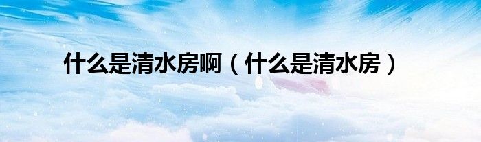 什么是清水房啊（什么是清水房）