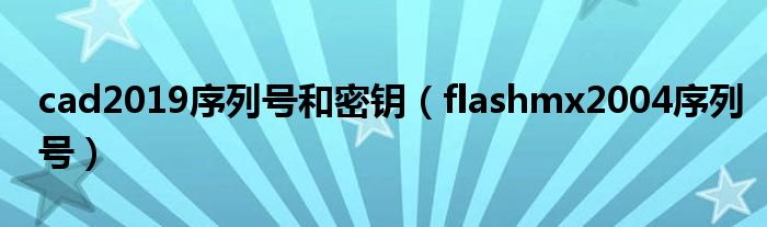 cad2019序列号和密钥（flashmx2004序列号）