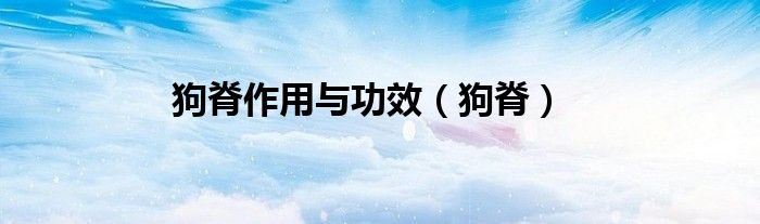 狗脊作用与功效（狗脊）