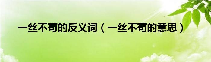 一丝不苟的反义词（一丝不苟的意思）