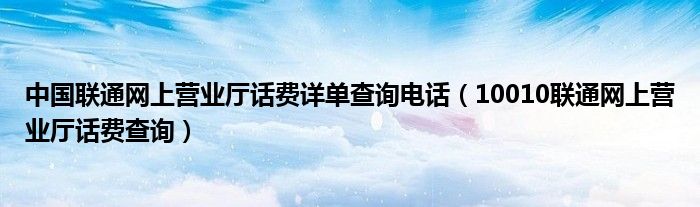 中国联通网上营业厅话费详单查询电话（10010联通网上营业厅话费查询）