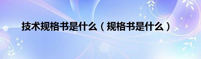 技术规格书是什么（规格书是什么）